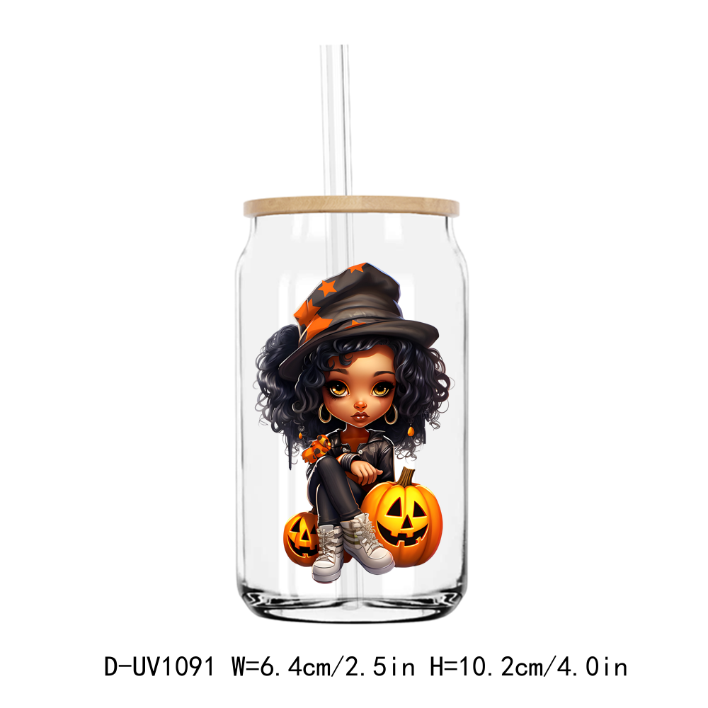 Cute Halloween Afro Girl UV DTF Stickers Decals