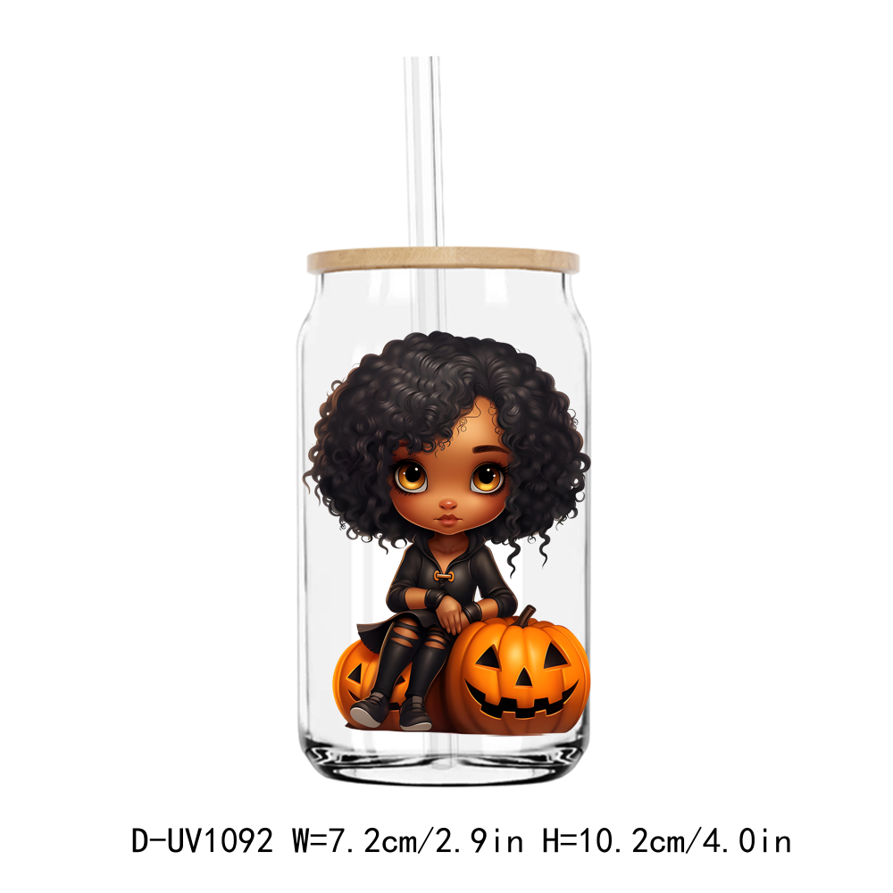 Cute Halloween Afro Girl UV DTF Stickers Decals