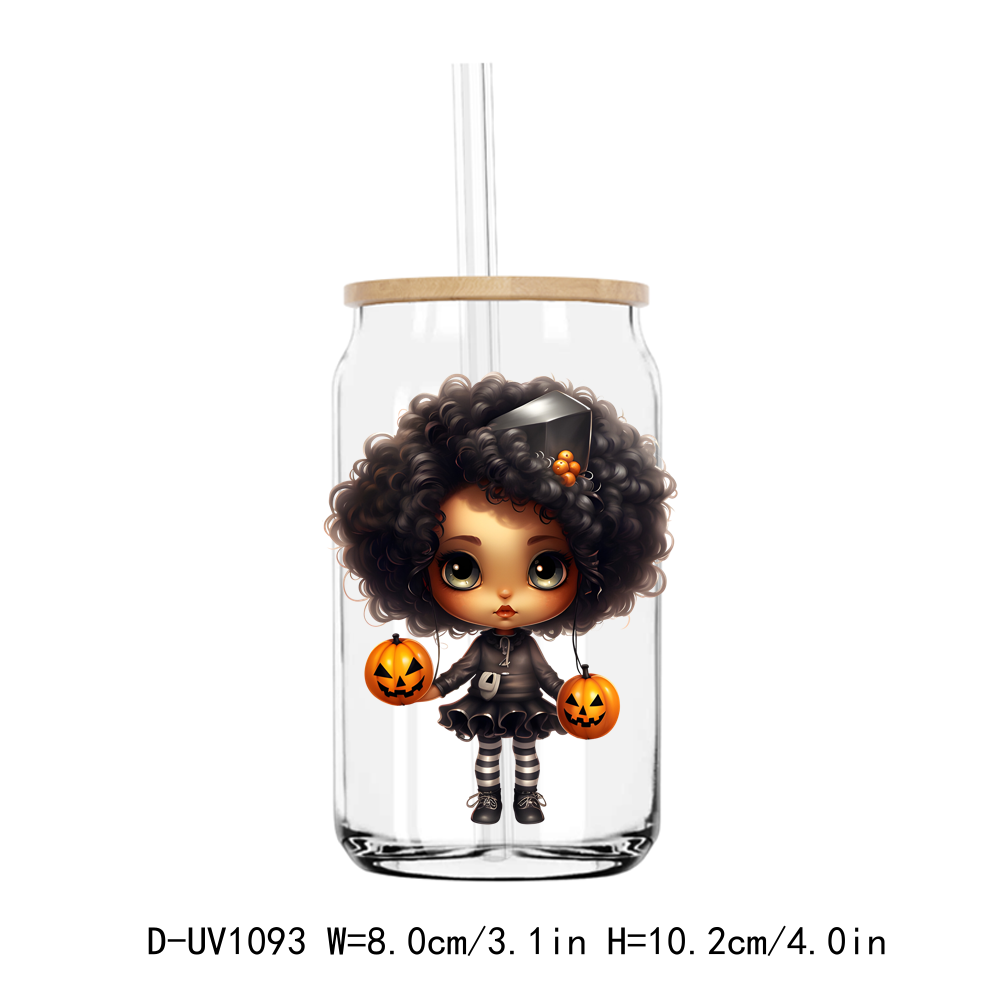 Cute Halloween Afro Girl UV DTF Stickers Decals