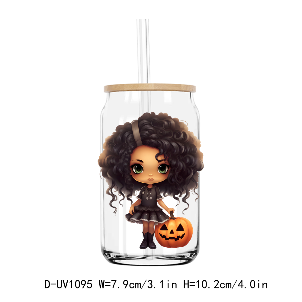 Cute Halloween Afro Girl UV DTF Stickers Decals