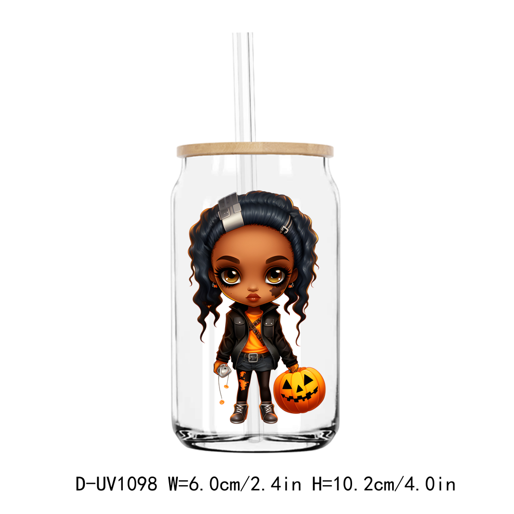 Cute Halloween Afro Girl UV DTF Stickers Decals