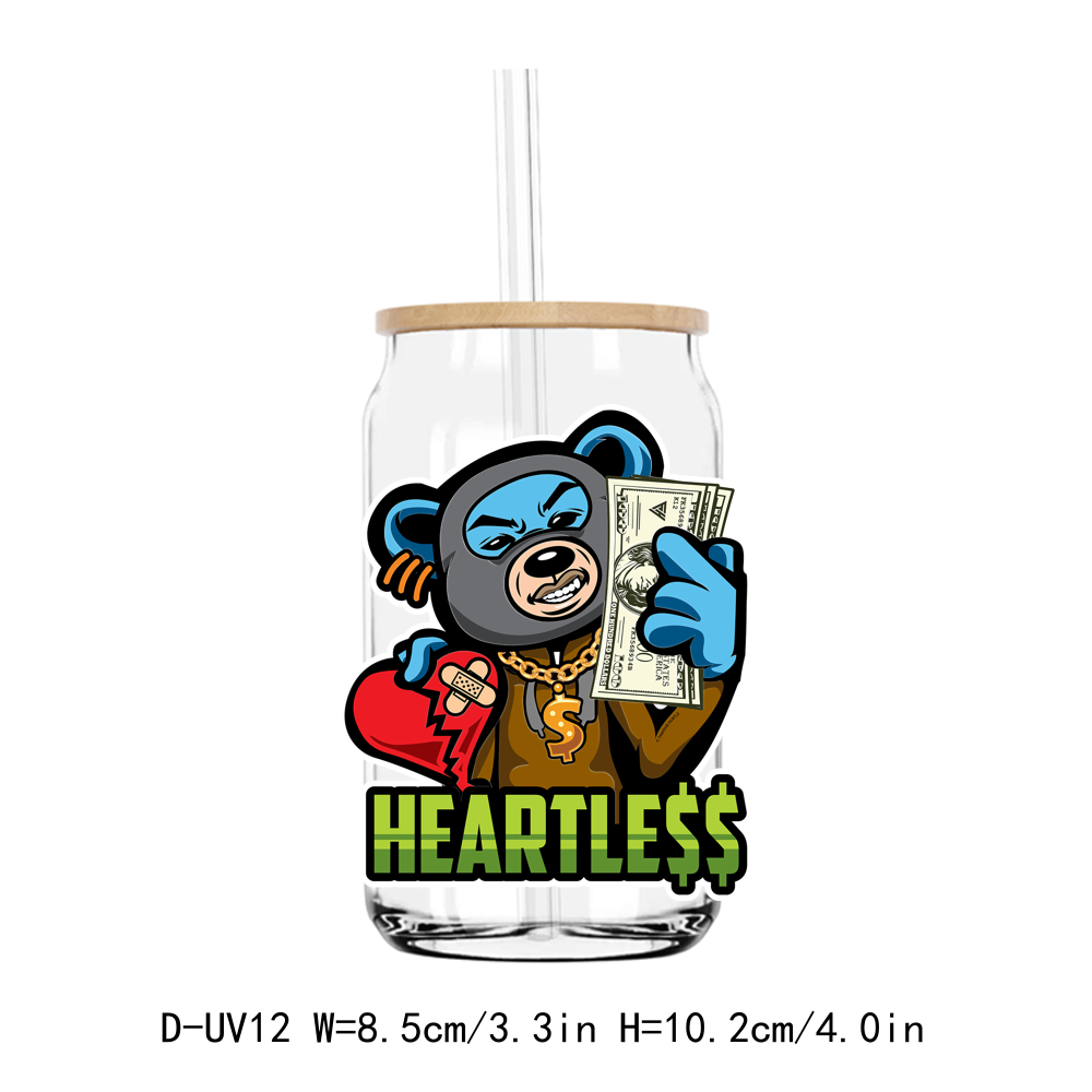 Misfit Hustle Teddy Bear UV DTF Sticker Decals