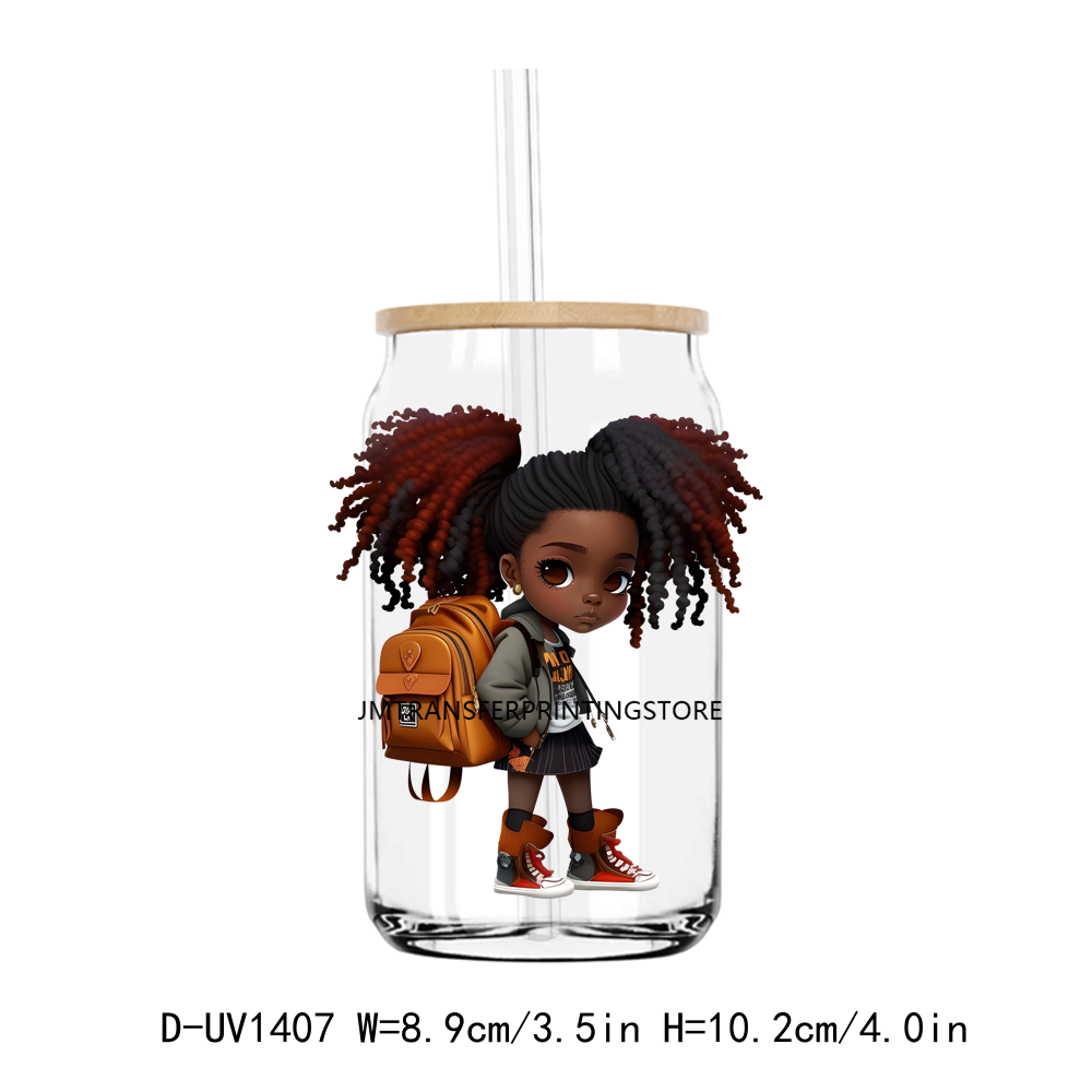 Afro School Girl UV DTF Sticker Decals