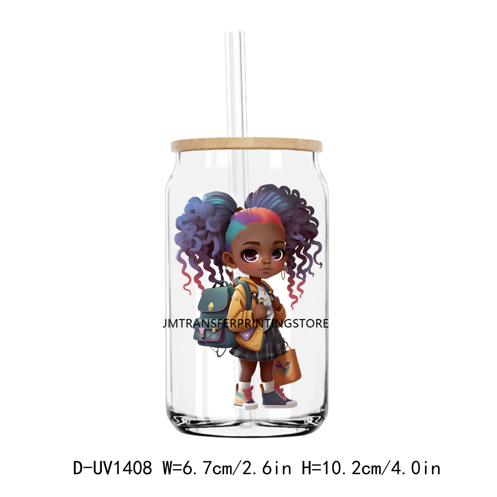 Afro School Girl UV DTF Sticker Decals