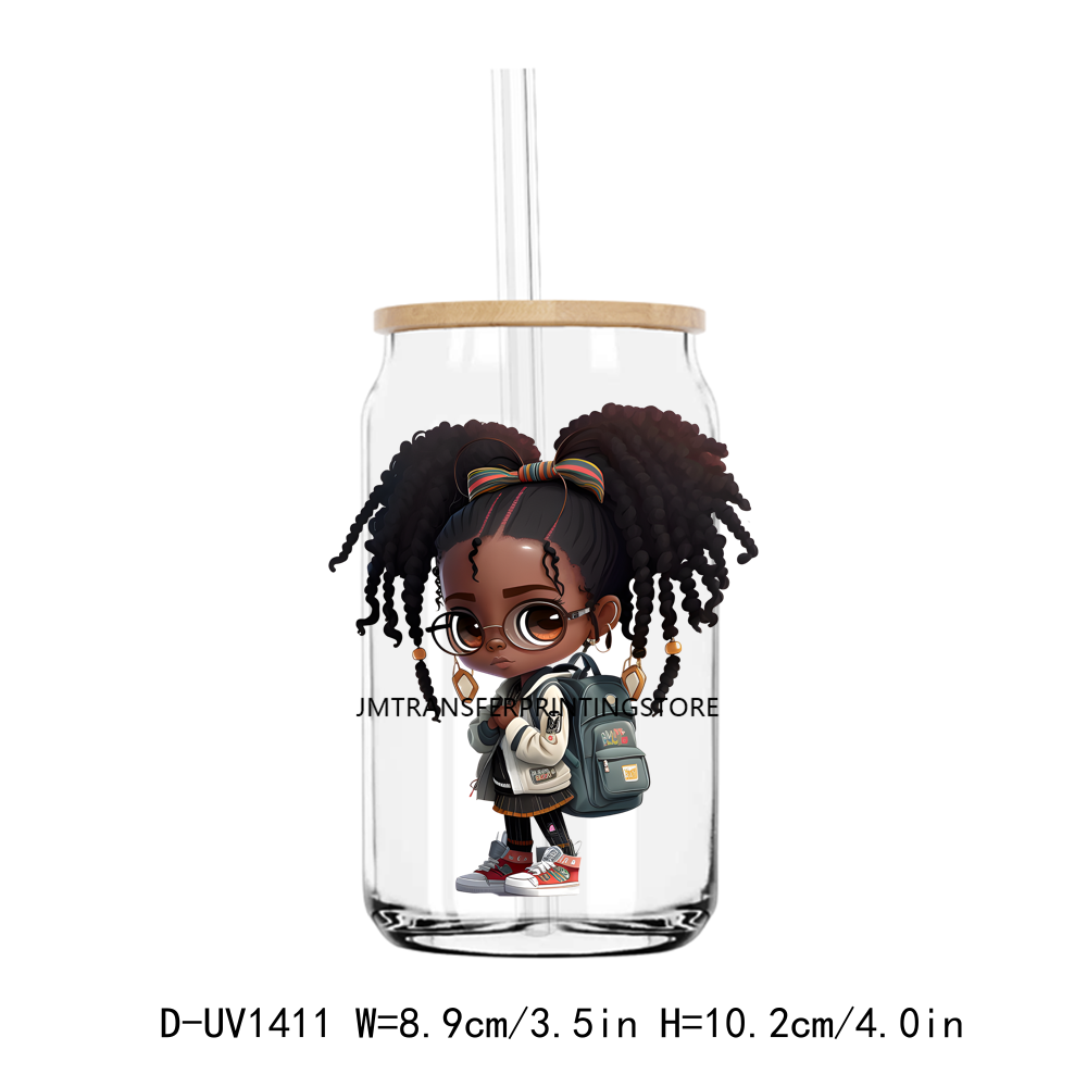 Afro School Girl UV DTF Sticker Decals