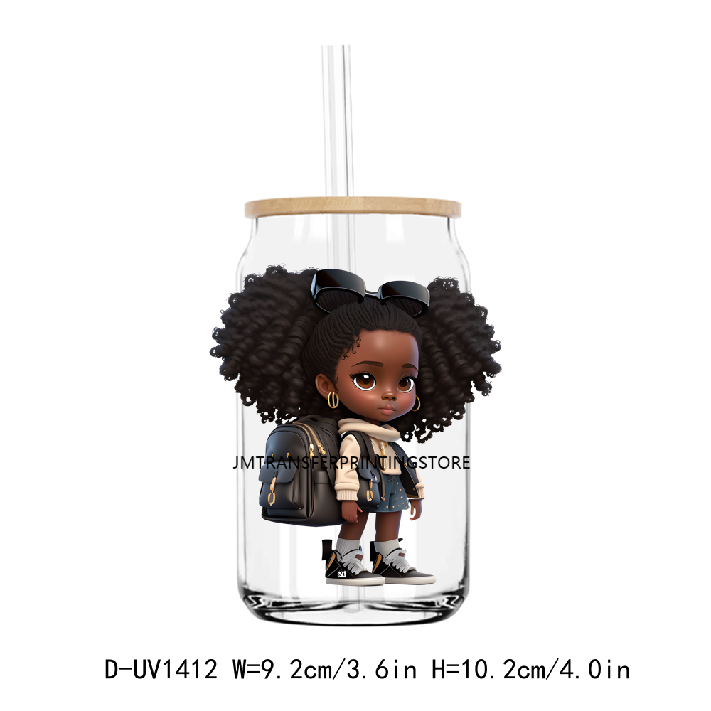 Afro School Girl UV DTF Sticker Decals