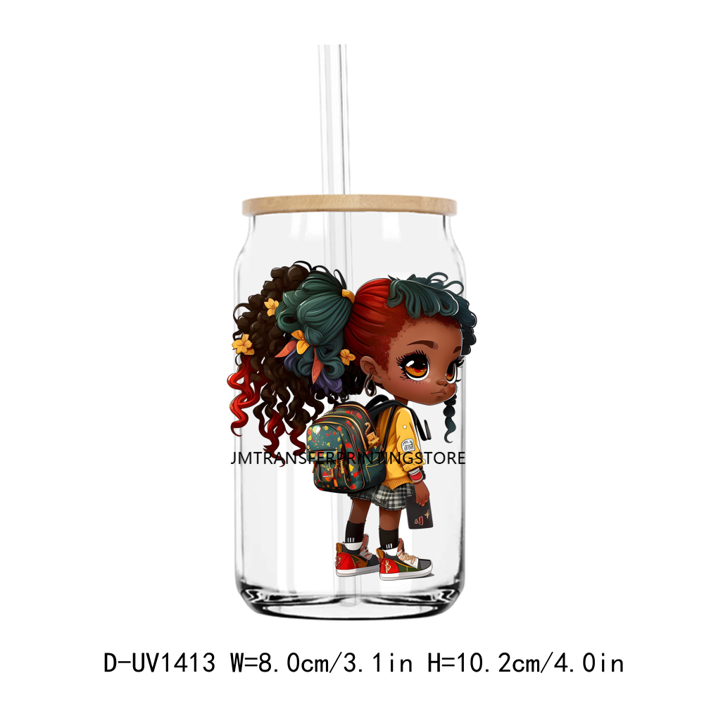 Afro School Girl UV DTF Sticker Decals