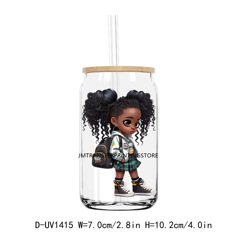 Afro School Girl UV DTF Sticker Decals