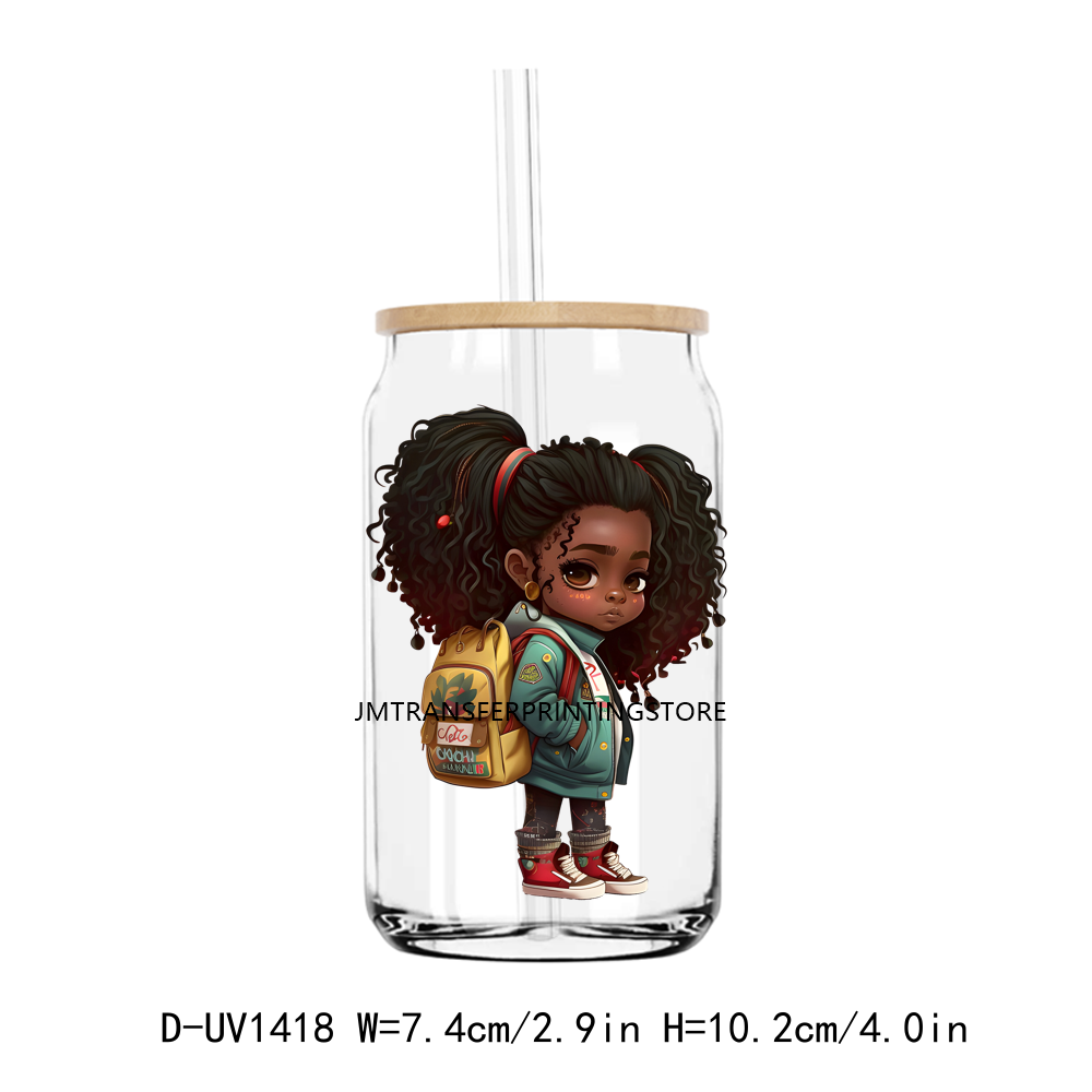 Afro School Girl UV DTF Sticker Decals