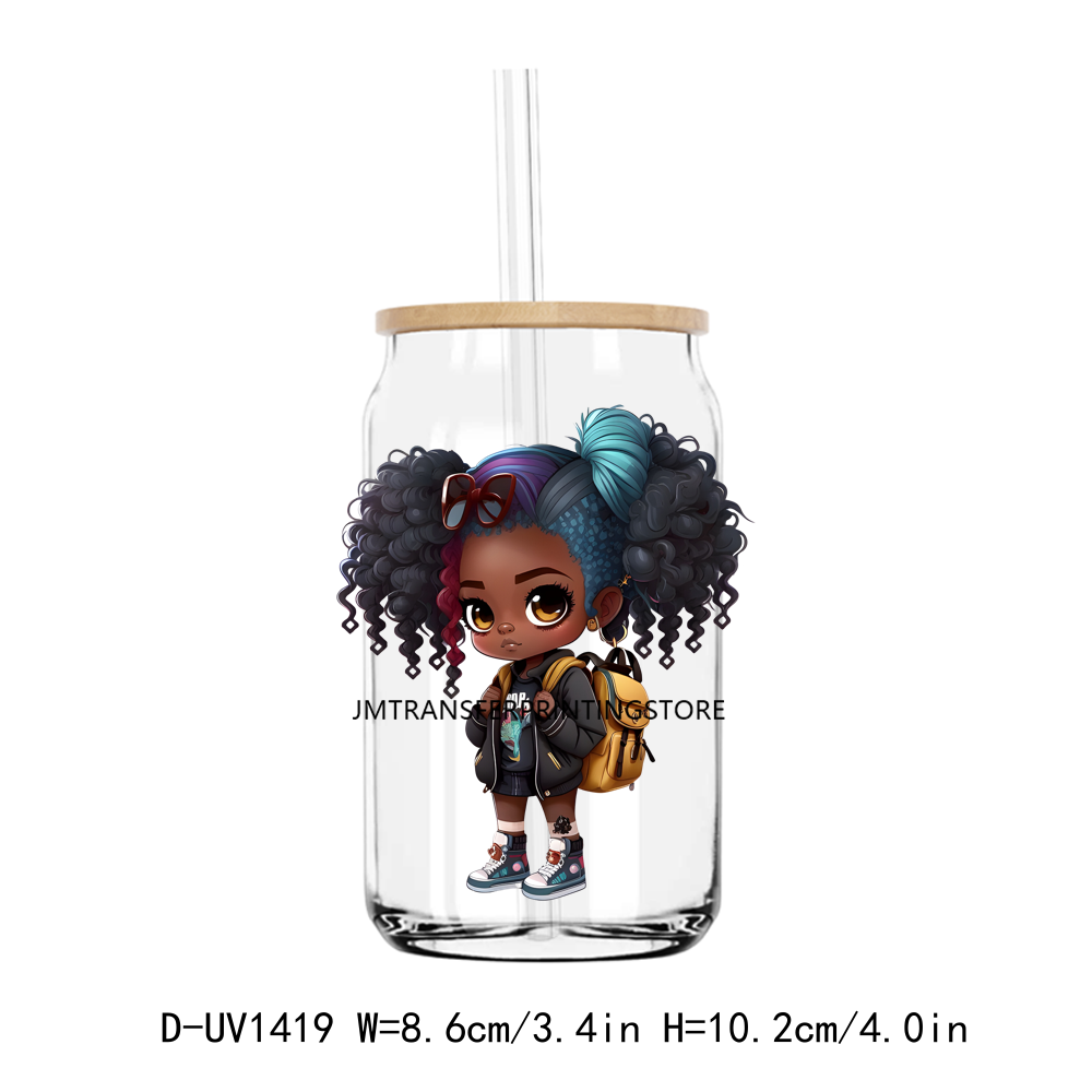 Afro School Girl UV DTF Sticker Decals