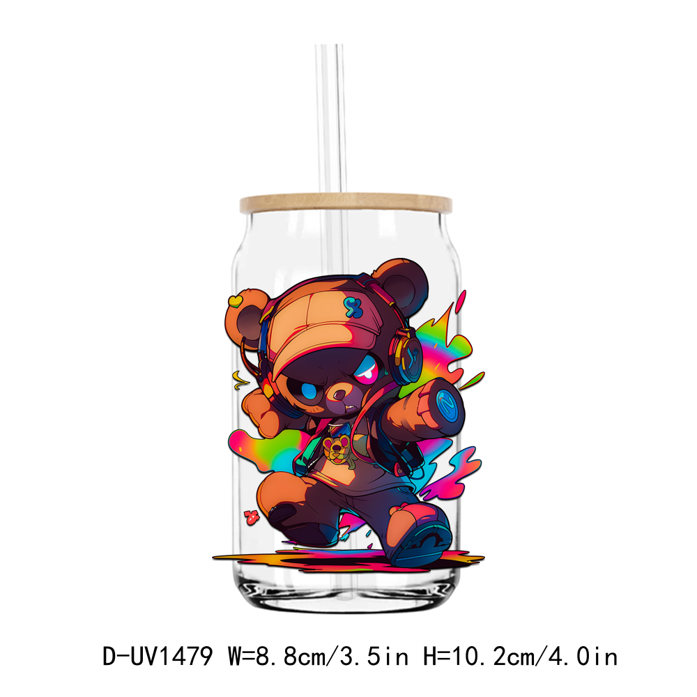 Colorful Bear Animal UV DTF Stickers Decals