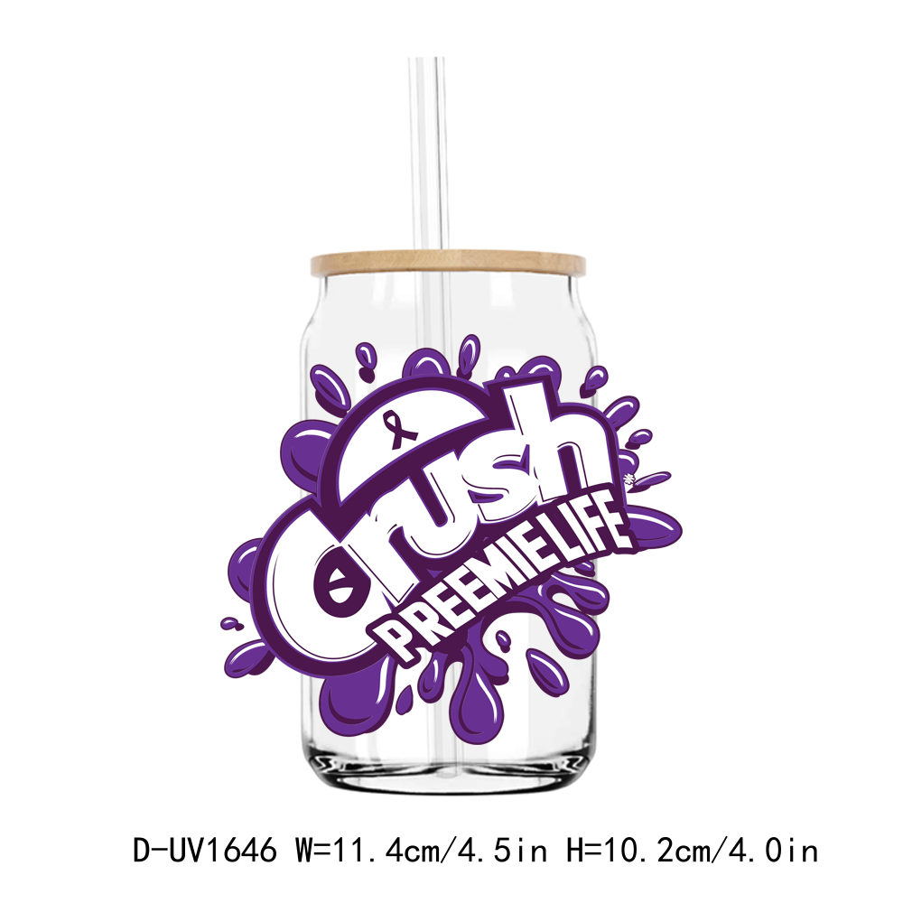 Crush Cancer Ribbon Awareness UV DTF Stickers Decals