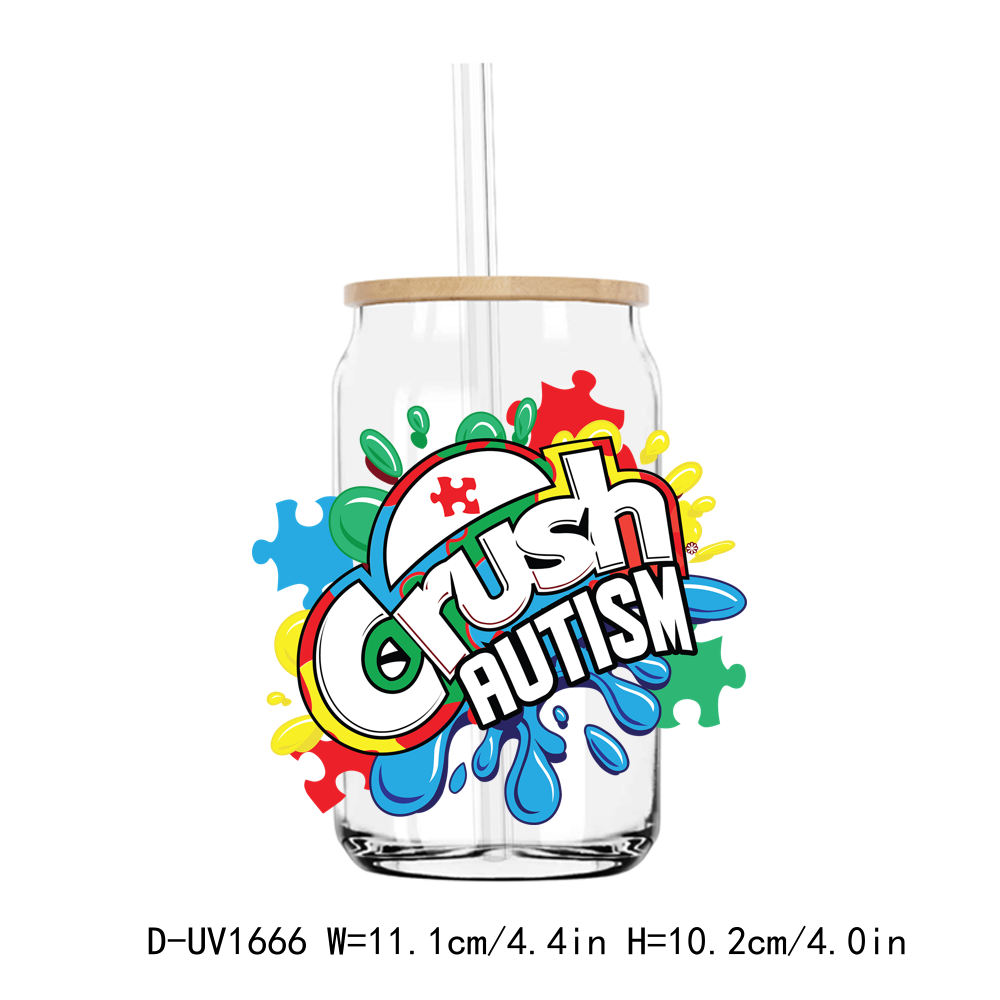 Crush Autism Awareness UV DTF Stickers Decals