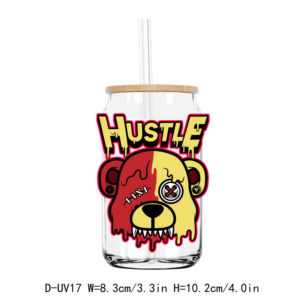 Misfit Hustle Teddy Bear UV DTF Sticker Decals