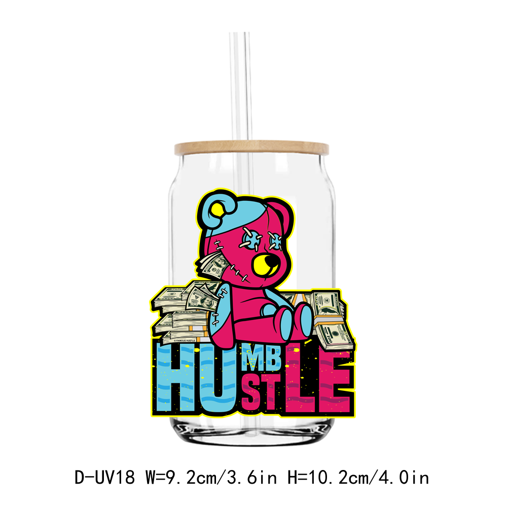 Misfit Hustle Teddy Bear UV DTF Sticker Decals