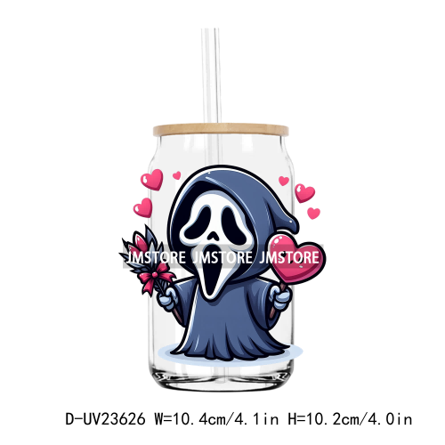 Horror Character Cute Valantine's Day UV DTF Transfers Stickers Decals For Libbey Cold Cups Mugs Tumbler Waterproof DIY Craft
