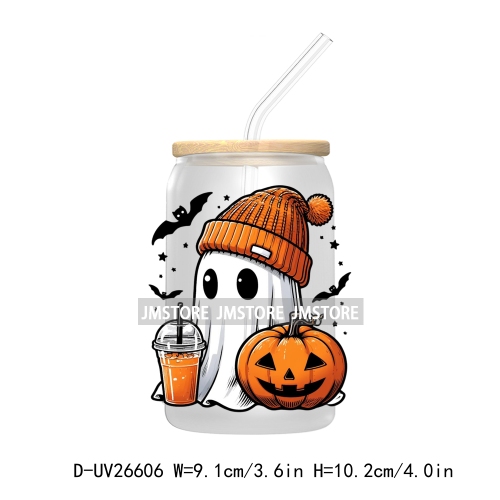 Cute Ghost Spooky Halloween UV DTF Transfer Stickers Decals For Libbey Cold Cups Mugs Tumbler Waterproof DIY Custom Logo Labels