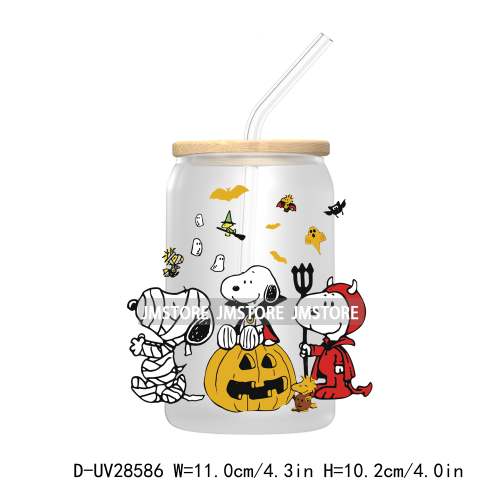 Cute Halloween Cartoon Dog UV DTF Transfer Stickers Decals For Libbey Cold Cups Mugs Tumbler Waterproof Craft Pumpkin Season Boo