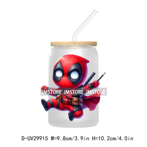 Chibi Super Hero Cartoon Movies Characters UV DTF Transfer Stickers Decals For Libbey Cold Cups Mugs Tumbler High Quality Labels