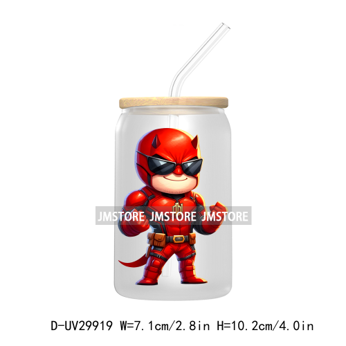 Chibi Super Hero Cartoon Movies Characters UV DTF Transfer Stickers Decals For Libbey Cold Cups Mugs Tumbler High Quality Labels