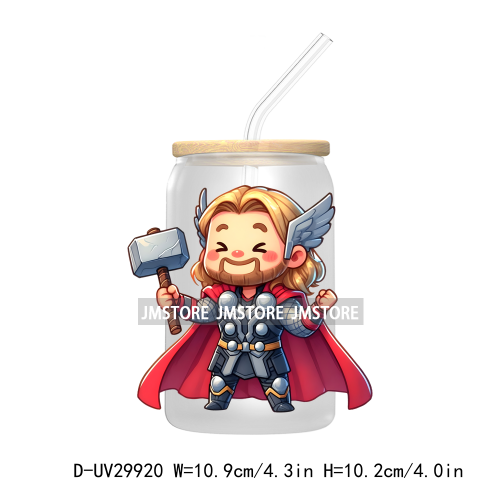 Chibi Super Hero Cartoon Movies Characters UV DTF Transfer Stickers Decals For Libbey Cold Cups Mugs Tumbler High Quality Labels