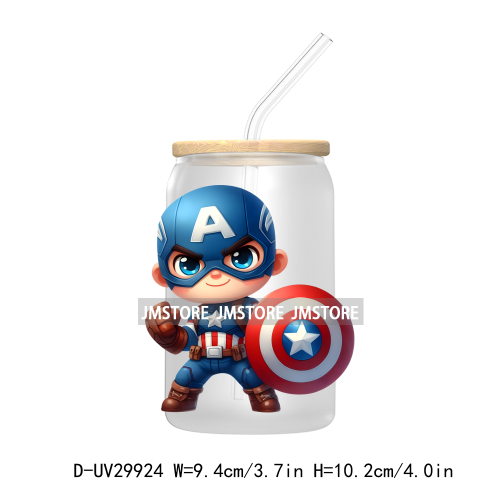 Chibi Super Hero Cartoon Movies Characters UV DTF Transfer Stickers Decals For Libbey Cold Cups Mugs Tumbler High Quality Labels