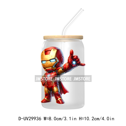 Chibi Super Hero Cartoon Movies Characters UV DTF Transfer Stickers Decals For Libbey Cold Cups Mugs Tumbler High Quality Labels