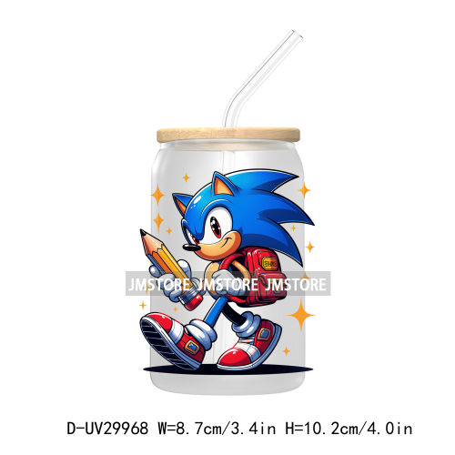 Blue Hedgehog Characters Splash And Watercolor UV DTF Transfer Stickers Decals For Libbey Cold Cups Mugs Tumbler Kids Cartoon