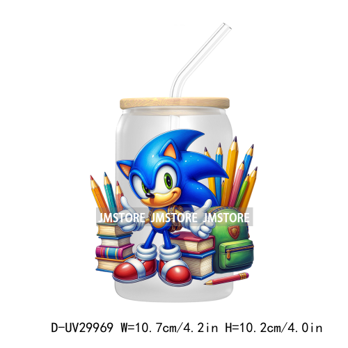 Blue Hedgehog Characters Splash And Watercolor UV DTF Transfer Stickers Decals For Libbey Cold Cups Mugs Tumbler Kids Cartoon