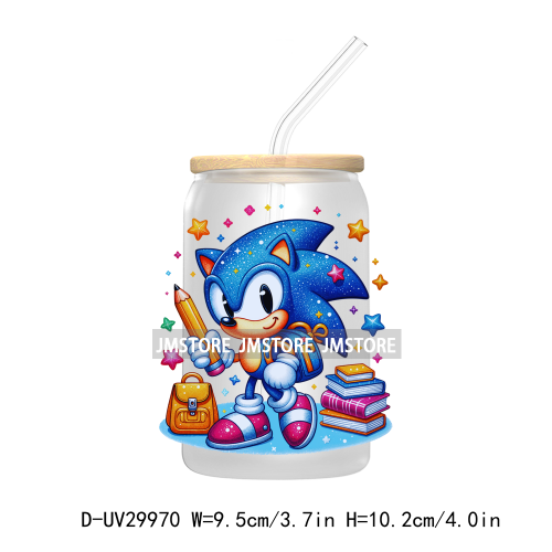 Blue Hedgehog Characters Splash And Watercolor UV DTF Transfer Stickers Decals For Libbey Cold Cups Mugs Tumbler Kids Cartoon