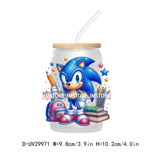 Blue Hedgehog Characters Splash And Watercolor UV DTF Transfer Stickers Decals For Libbey Cold Cups Mugs Tumbler Kids Cartoon