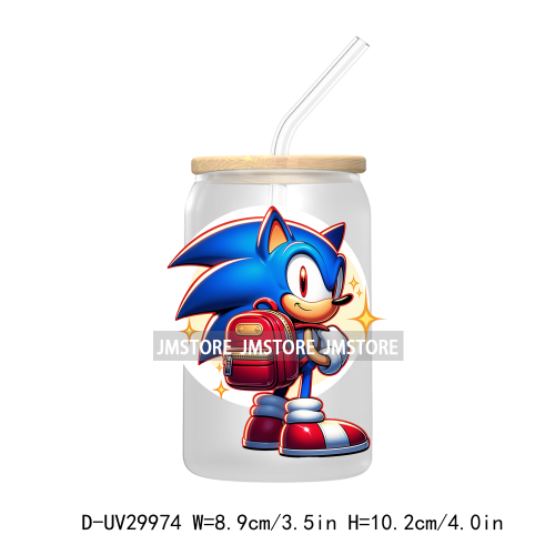 Blue Hedgehog Characters Splash And Watercolor UV DTF Transfer Stickers Decals For Libbey Cold Cups Mugs Tumbler Kids Cartoon