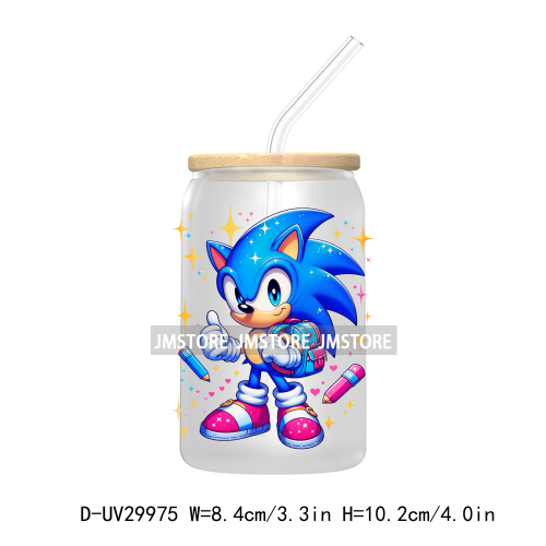 Blue Hedgehog Characters Splash And Watercolor UV DTF Transfer Stickers Decals For Libbey Cold Cups Mugs Tumbler Kids Cartoon