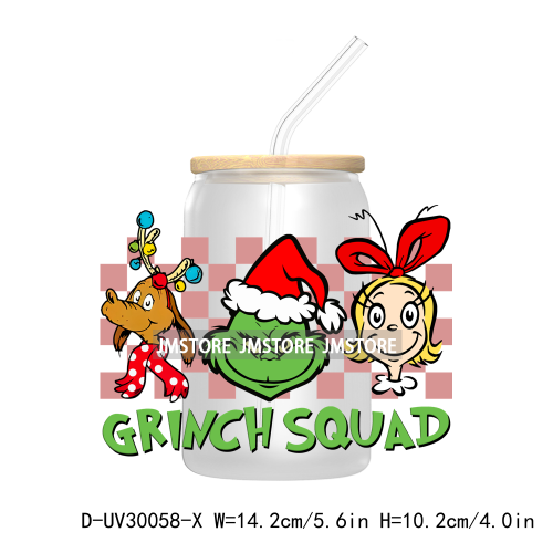 Mean Green Guy Christmas Bougie UV DTF Transfer Stickers Decals For Libbey Cold Cups Mugs Tumbler Retro Christmas 90's Movie