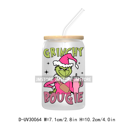 Mean Green Guy Christmas Bougie UV DTF Transfer Stickers Decals For Libbey Cold Cups Mugs Tumbler Retro Christmas 90's Movie