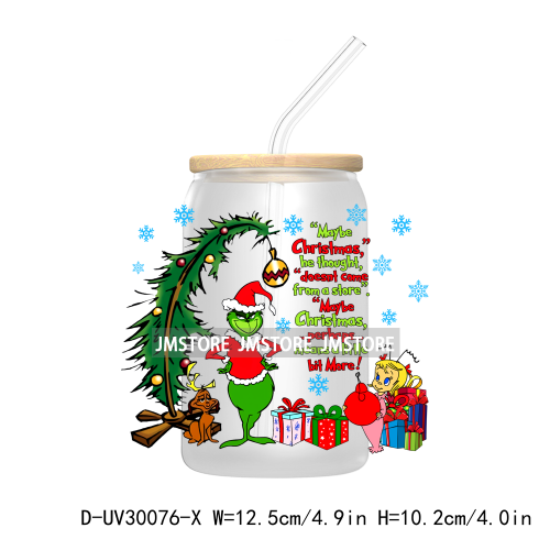 Christmas Movie Cartoon Green Guy UV DTF Transfer Stickers Decals For Libbey Cold Cup Mug Tumbler Waterproof Family Xmas Holiday