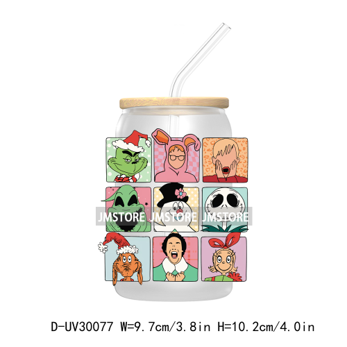 Christmas Movie Cartoon Green Guy UV DTF Transfer Stickers Decals For Libbey Cold Cup Mug Tumbler Waterproof Family Xmas Holiday