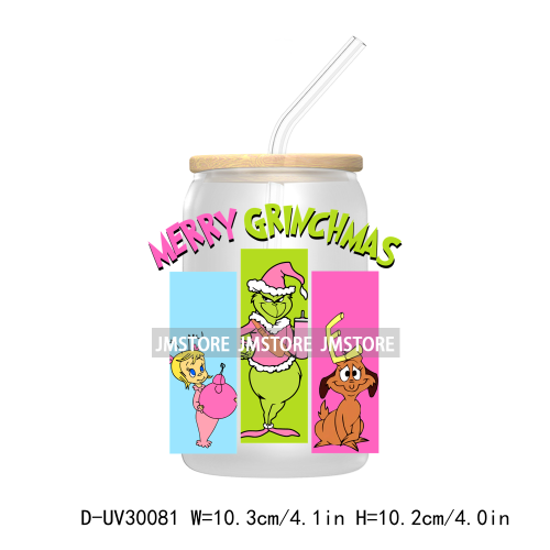 Christmas Movie Cartoon Green Guy UV DTF Transfer Stickers Decals For Libbey Cold Cup Mug Tumbler Waterproof Family Xmas Holiday