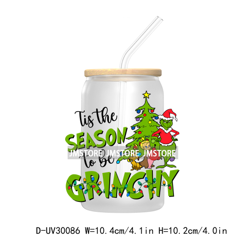 Christmas Movie Cartoon Green Guy UV DTF Transfer Stickers Decals For Libbey Cold Cup Mug Tumbler Waterproof Family Xmas Holiday