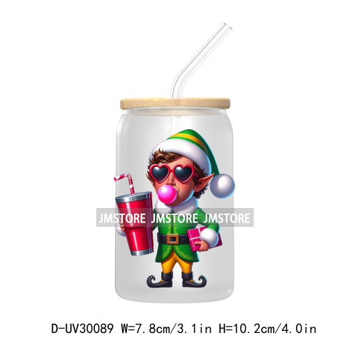 Merry Christmas Green Guy Blowing Up Bubble UV DTF Transfer Stickers Decals For Libbey Cold Cups Mug Tumbler Thug Life Christams