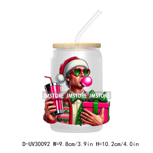 Merry Christmas Green Guy Blowing Up Bubble UV DTF Transfer Stickers Decals For Libbey Cold Cups Mug Tumbler Thug Life Christams