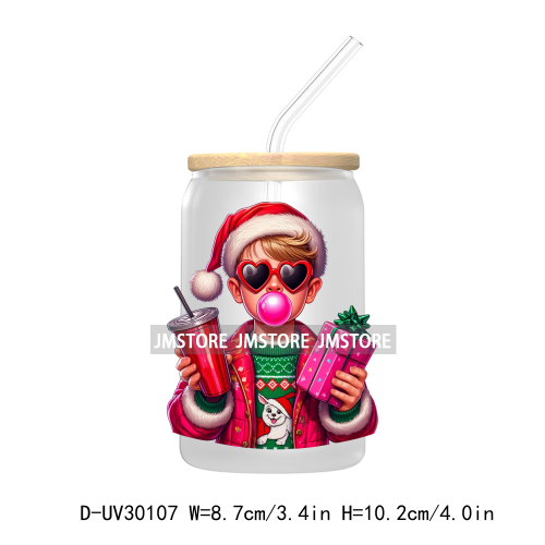 Merry Christmas Green Guy Blowing Up Bubble UV DTF Transfer Stickers Decals For Libbey Cold Cups Mug Tumbler Thug Life Christams