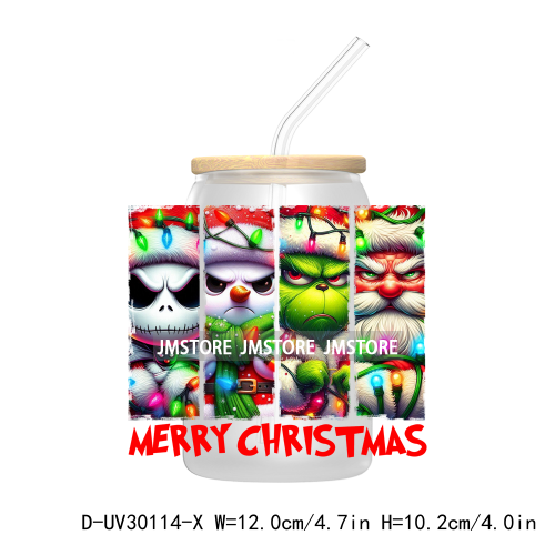 Merry Christmas Green Guy Blowing Up Bubble UV DTF Transfer Stickers Decals For Libbey Cold Cups Mug Tumbler Thug Life Christams