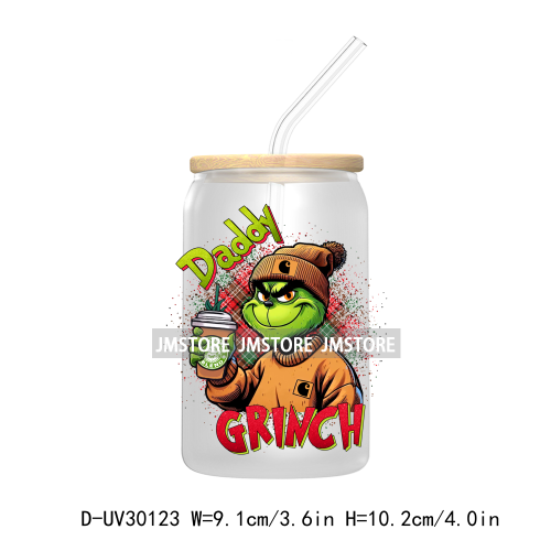 Christmas Movie Cartoon Green Guy UV DTF Transfer Stickers Decals For Libbey Cold Cup Mug Tumbler Waterproof Family Xmas Holiday