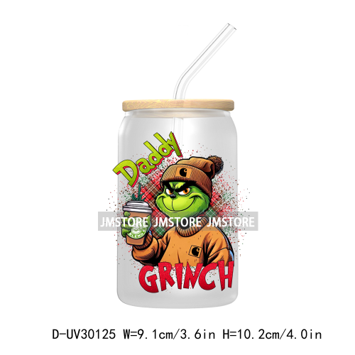 Christmas Movie Cartoon Green Guy UV DTF Transfer Stickers Decals For Libbey Cold Cup Mug Tumbler Waterproof Family Xmas Holiday