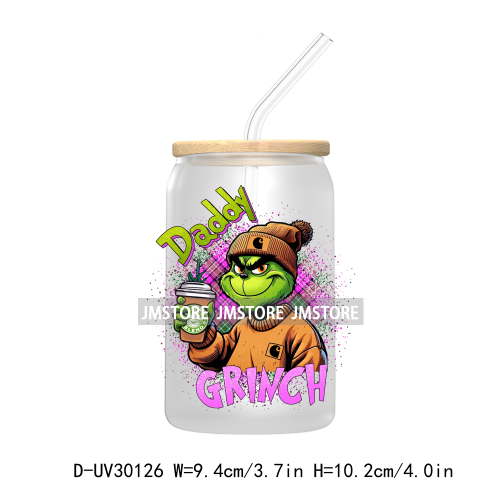 Christmas Movie Cartoon Green Guy UV DTF Transfer Stickers Decals For Libbey Cold Cup Mug Tumbler Waterproof Family Xmas Holiday