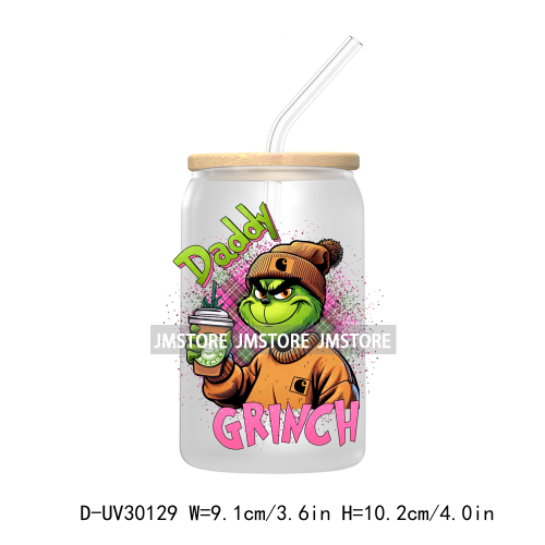 Christmas Movie Cartoon Green Guy UV DTF Transfer Stickers Decals For Libbey Cold Cup Mug Tumbler Waterproof Family Xmas Holiday