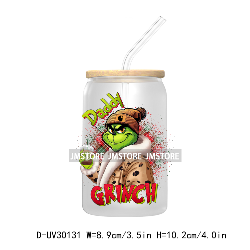 Christmas Movie Cartoon Green Guy UV DTF Transfer Stickers Decals For Libbey Cold Cup Mug Tumbler Waterproof Family Xmas Holiday