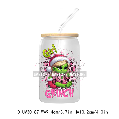 Cute Baby Green Christmas Characters UV DTF Transfer Stickers Decals For Libbey Cold Cups Mugs Tumbler Waterproof Holiday Vibes