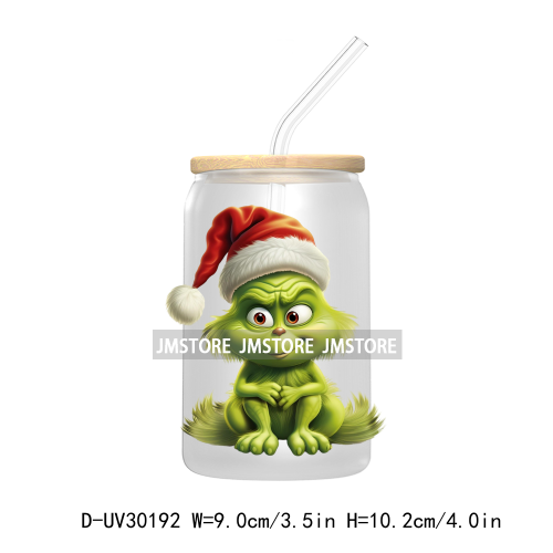 Cute Baby Green Christmas Characters UV DTF Transfer Stickers Decals For Libbey Cold Cups Mugs Tumbler Waterproof Holiday Vibes